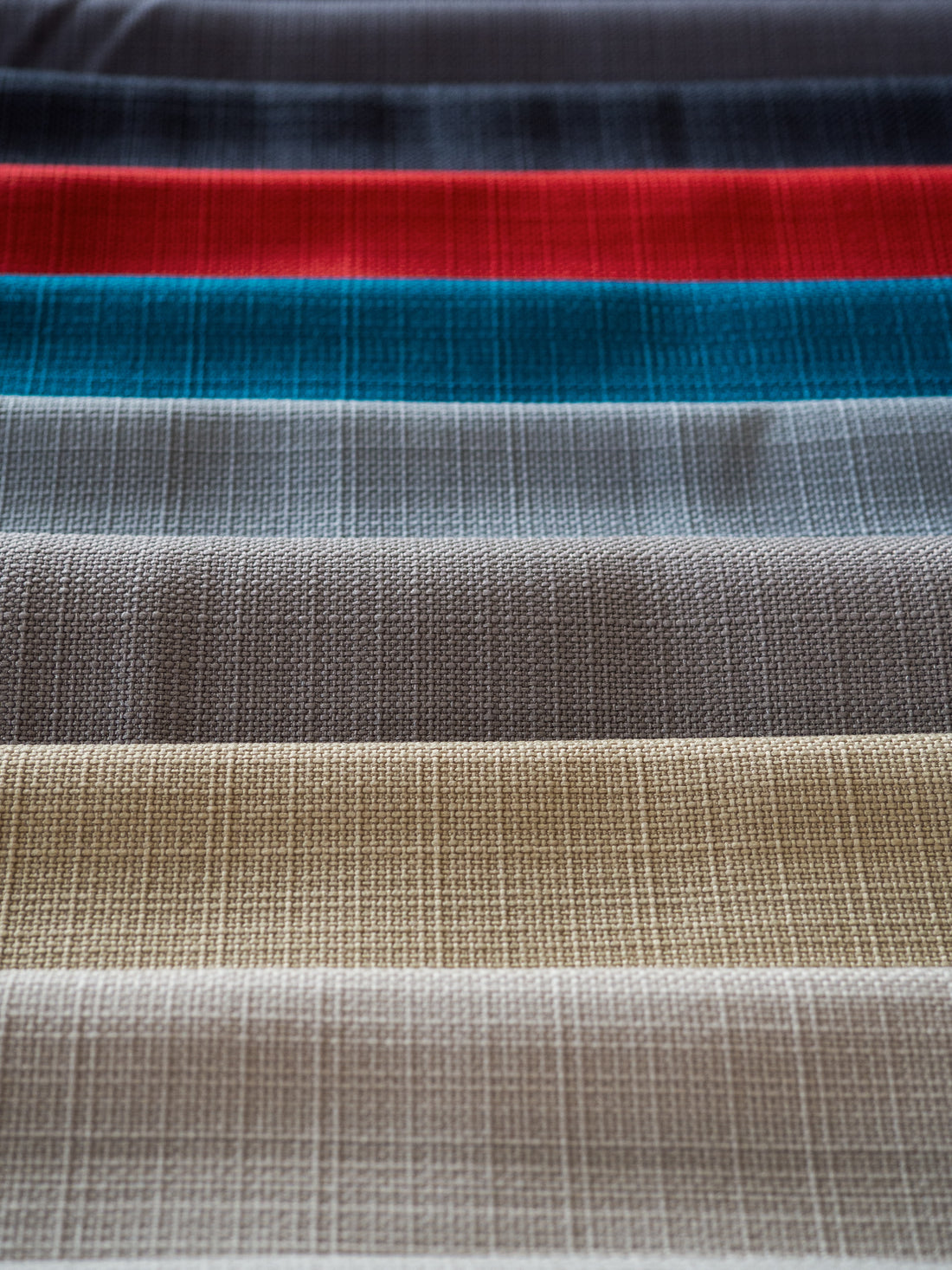 Different fabrics layered in front of each other