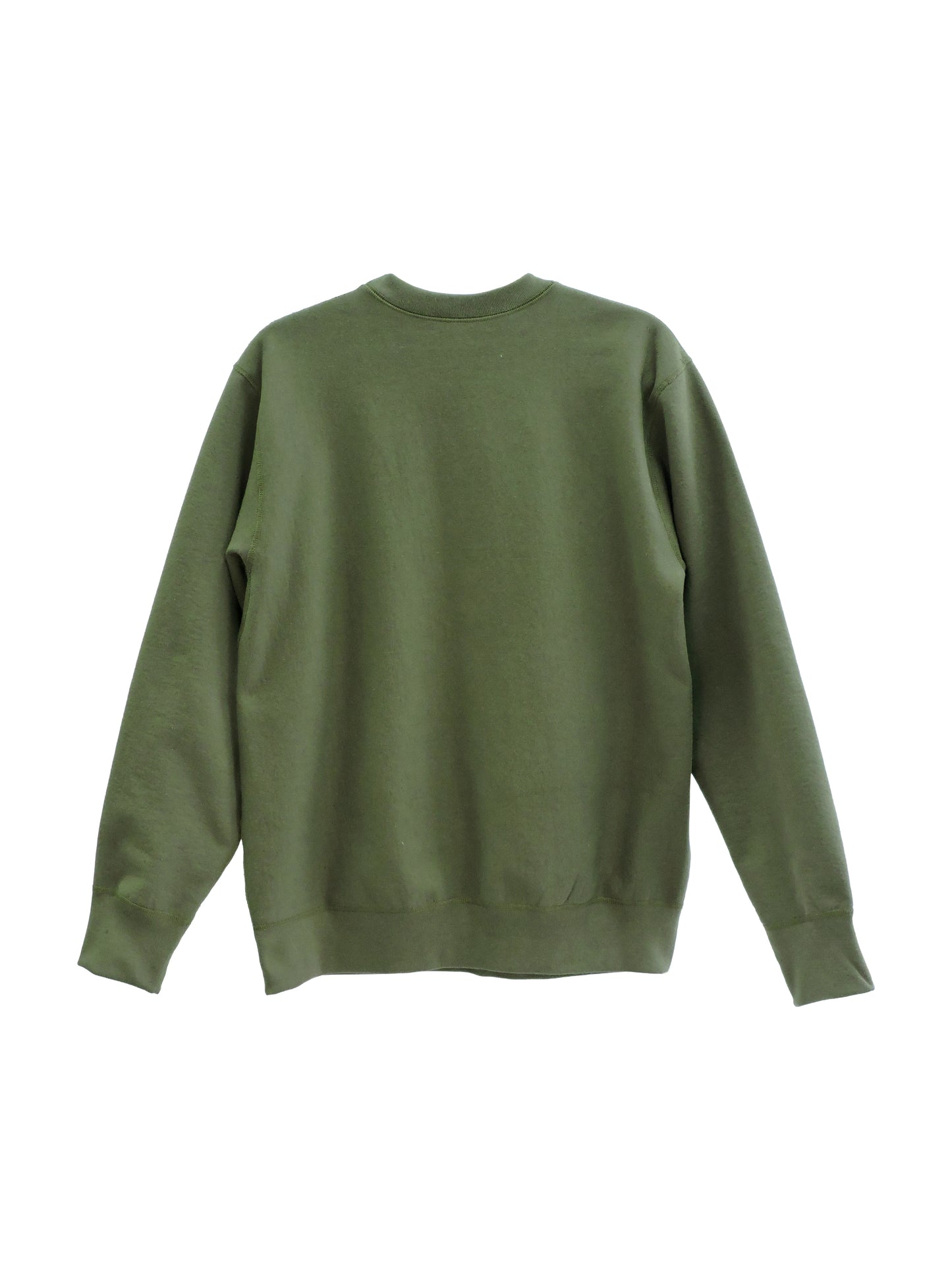 Back of Olive Green Fleece Crewneck