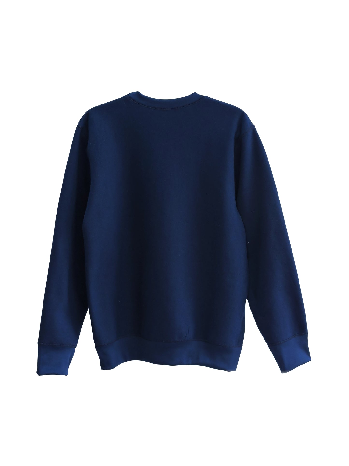 Back of Navy Crewneck Sweater
