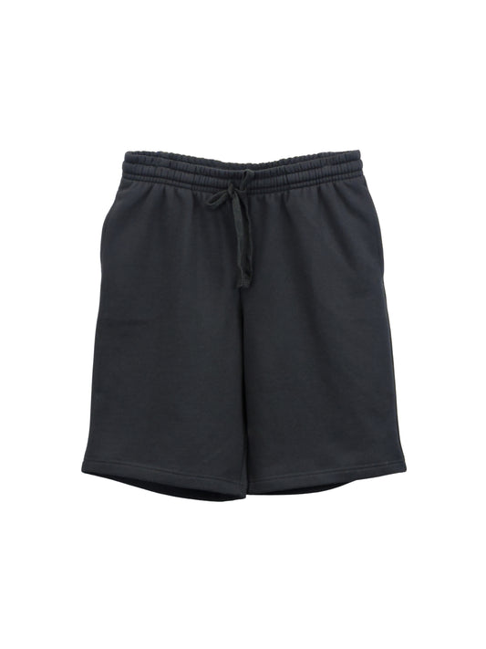 picture of a black long short from the front flat on white background