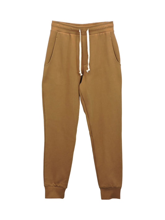 Brown Fleece Jogger in Groundhog Brown with White Drawstrings