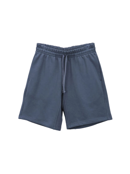 Sailor Blue fleece Streets Shorts with blended drawstrings, two side pockets, and weighty cotton fabric