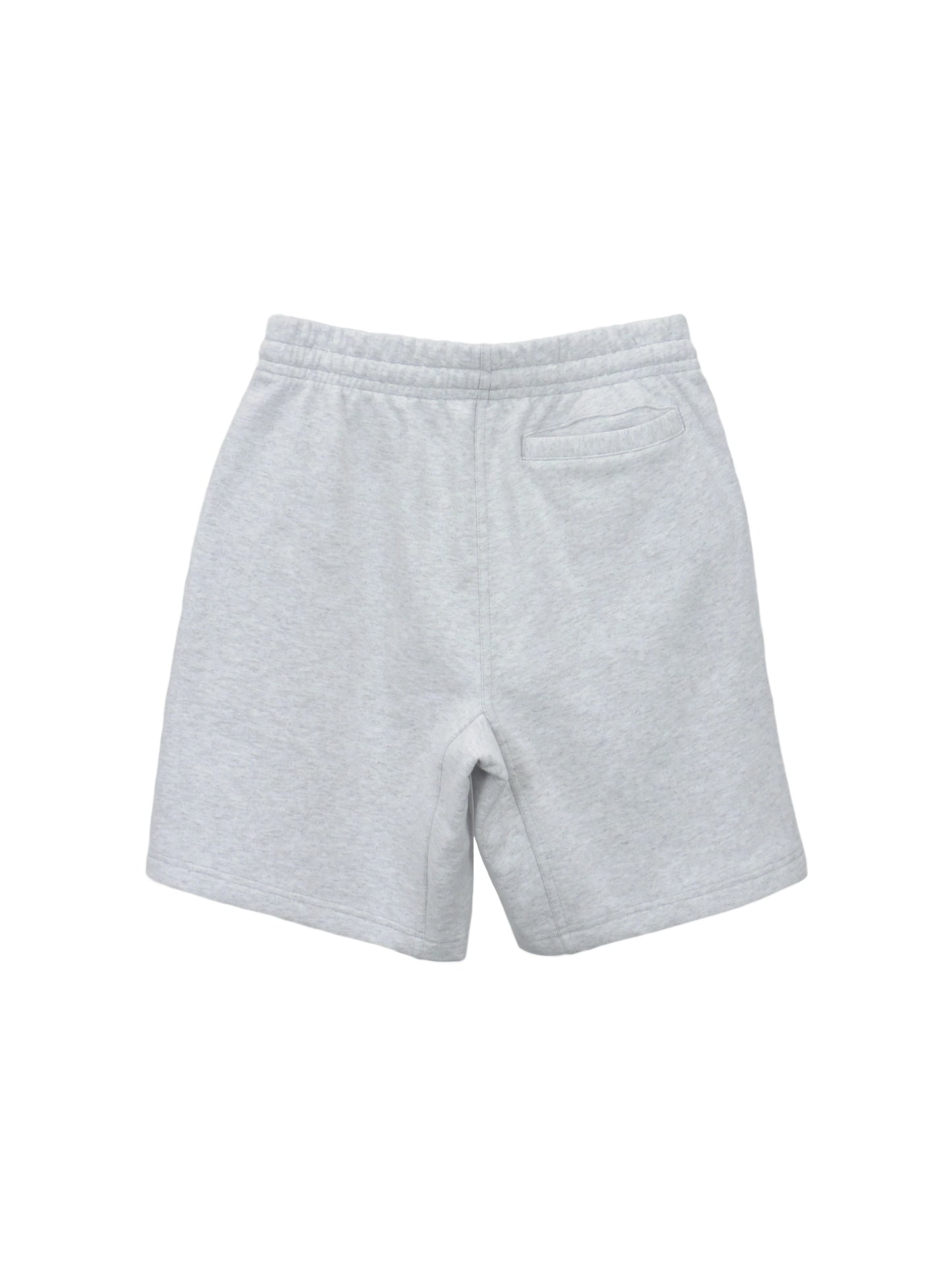 Back of Ice Grey Fleece Street Short Showing Single Backpocket