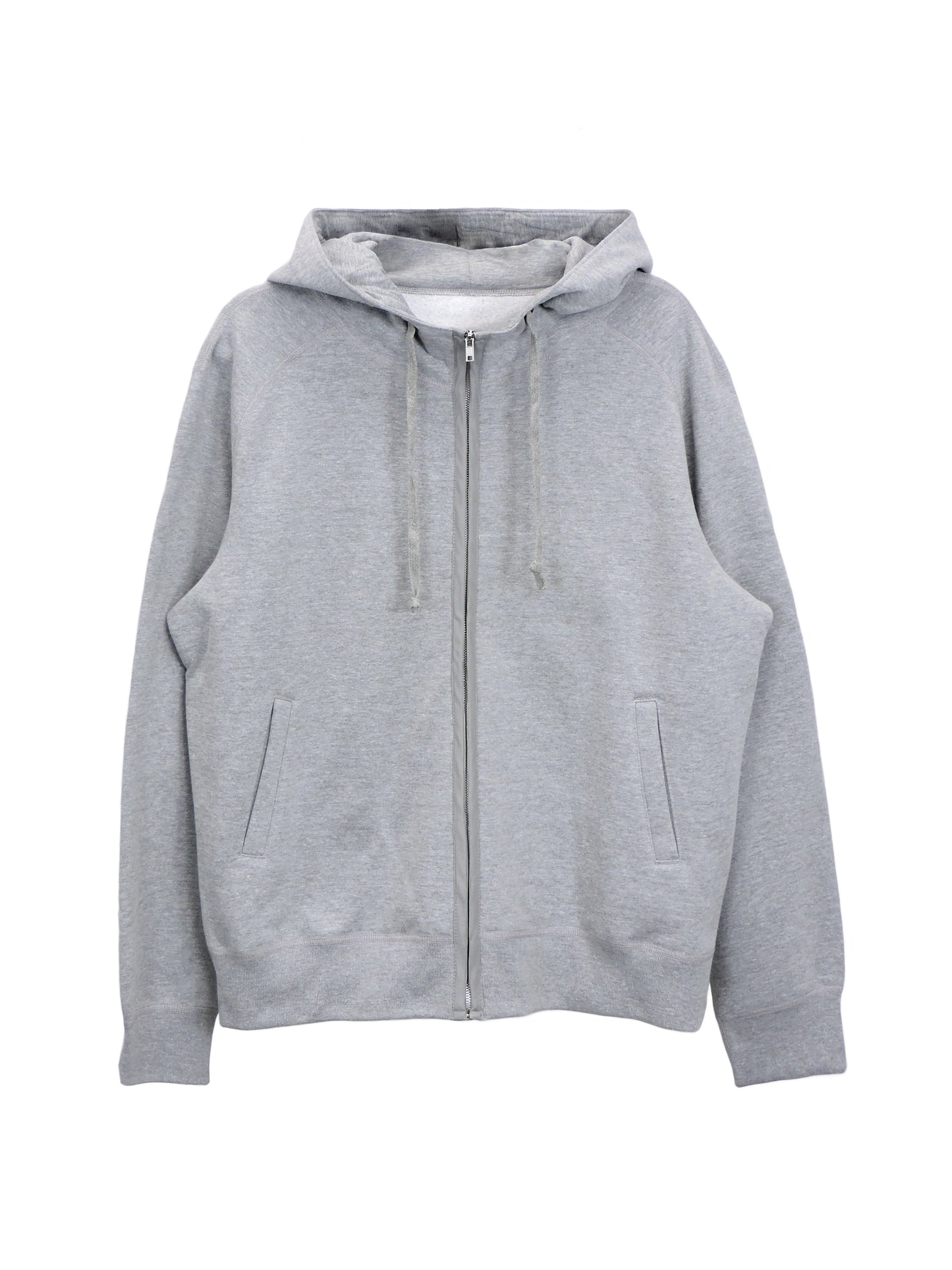 Heather Grey Fleece Hoodie with Front Zipper and Zippable Up Pockets