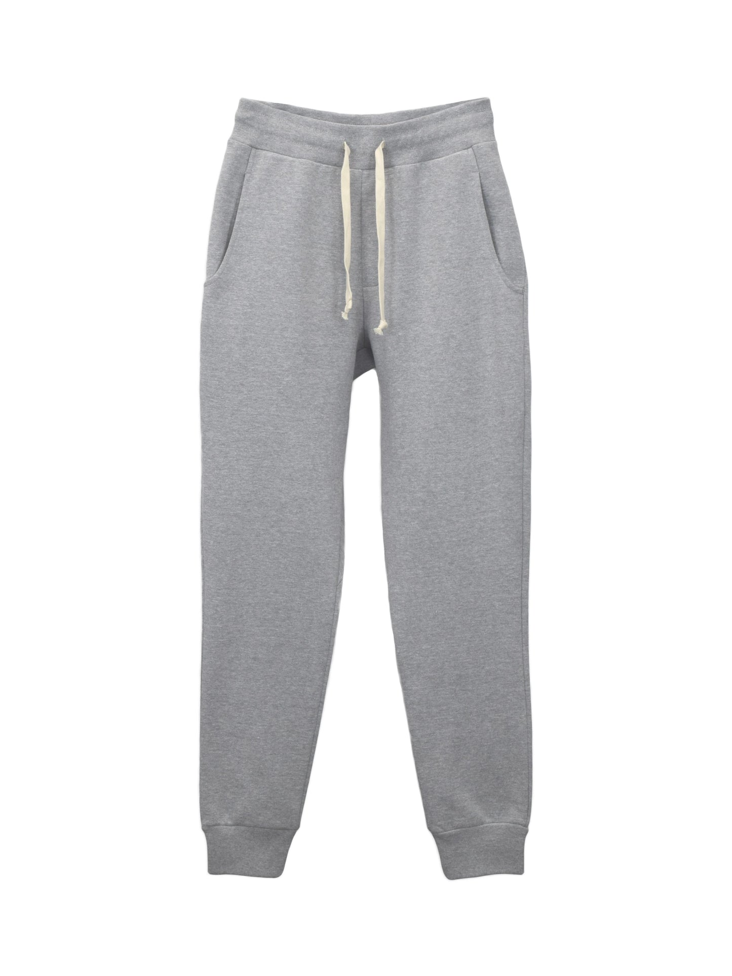 Grey Fleece Jogger with White Drawstrings
