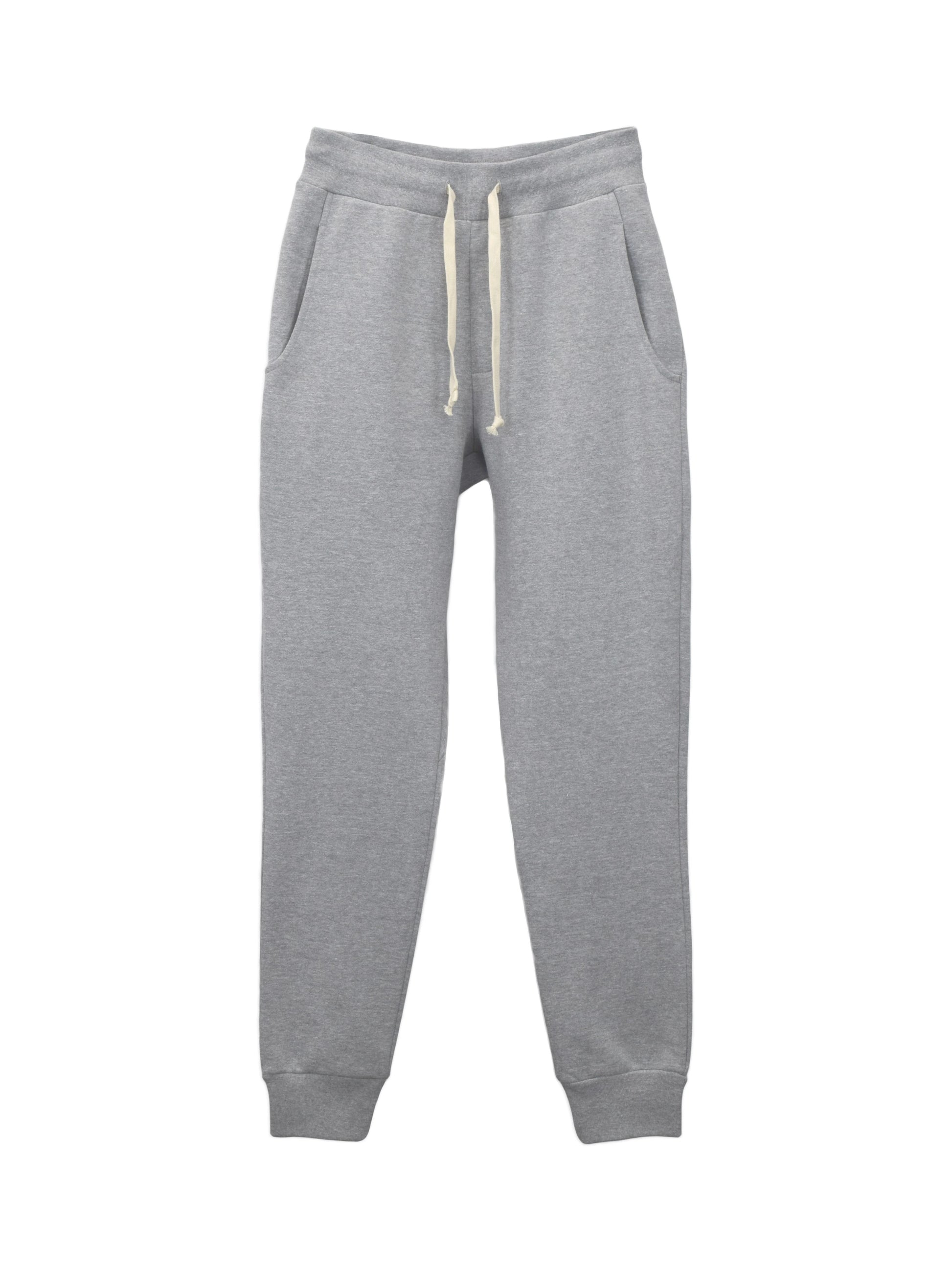 Grey Fleece Jogger with White Drawstrings