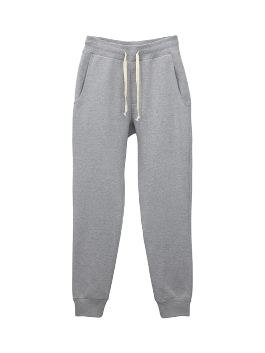 Grey Fleece Jogger with White Drawstrings