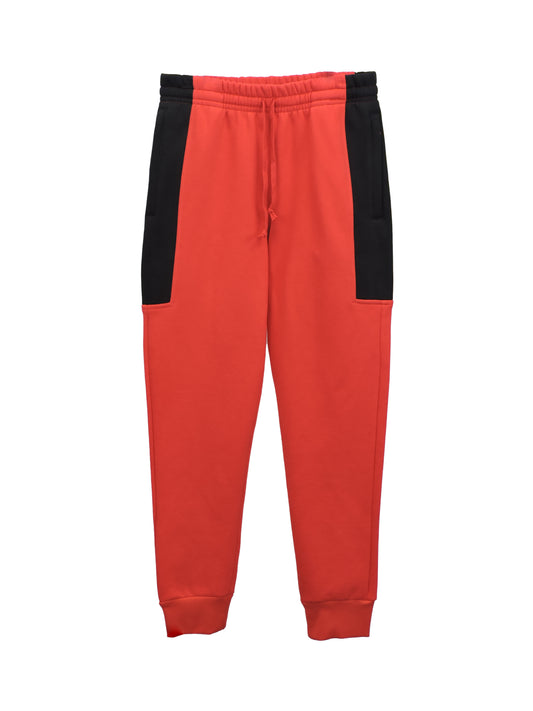 Block Joggers - Red Heavy Fleece