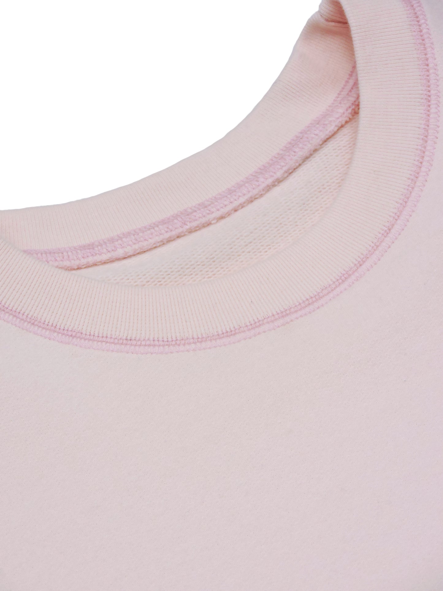 Close up of knitted seams around the neckline of sweater