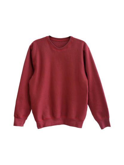 Burgundy Fleece Crewneck sweater with ribbed cuffs and waistband.