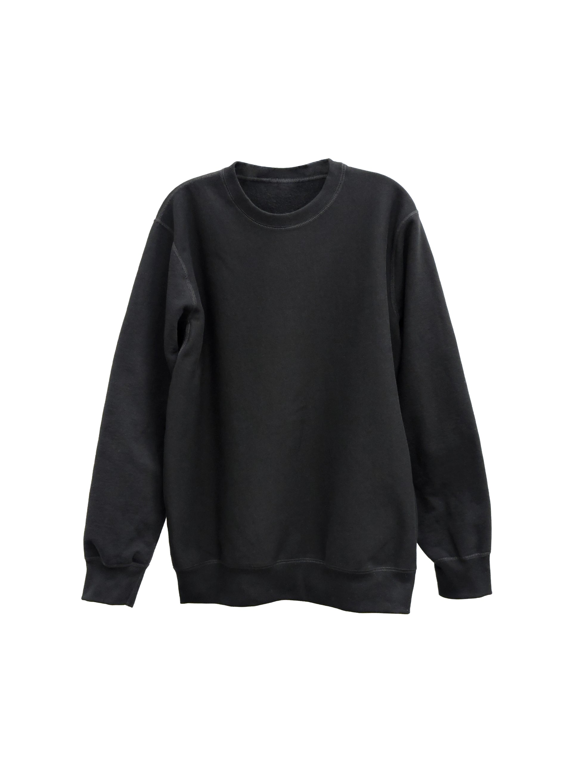 Front of Black Heavy Fleece Crewneck Sweatshirt