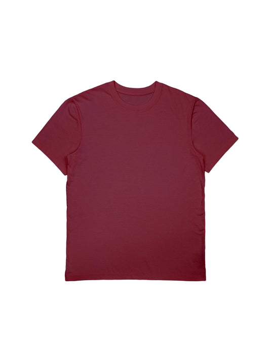 Burgundy T-Shirt in Trendy Boxy Fit.
