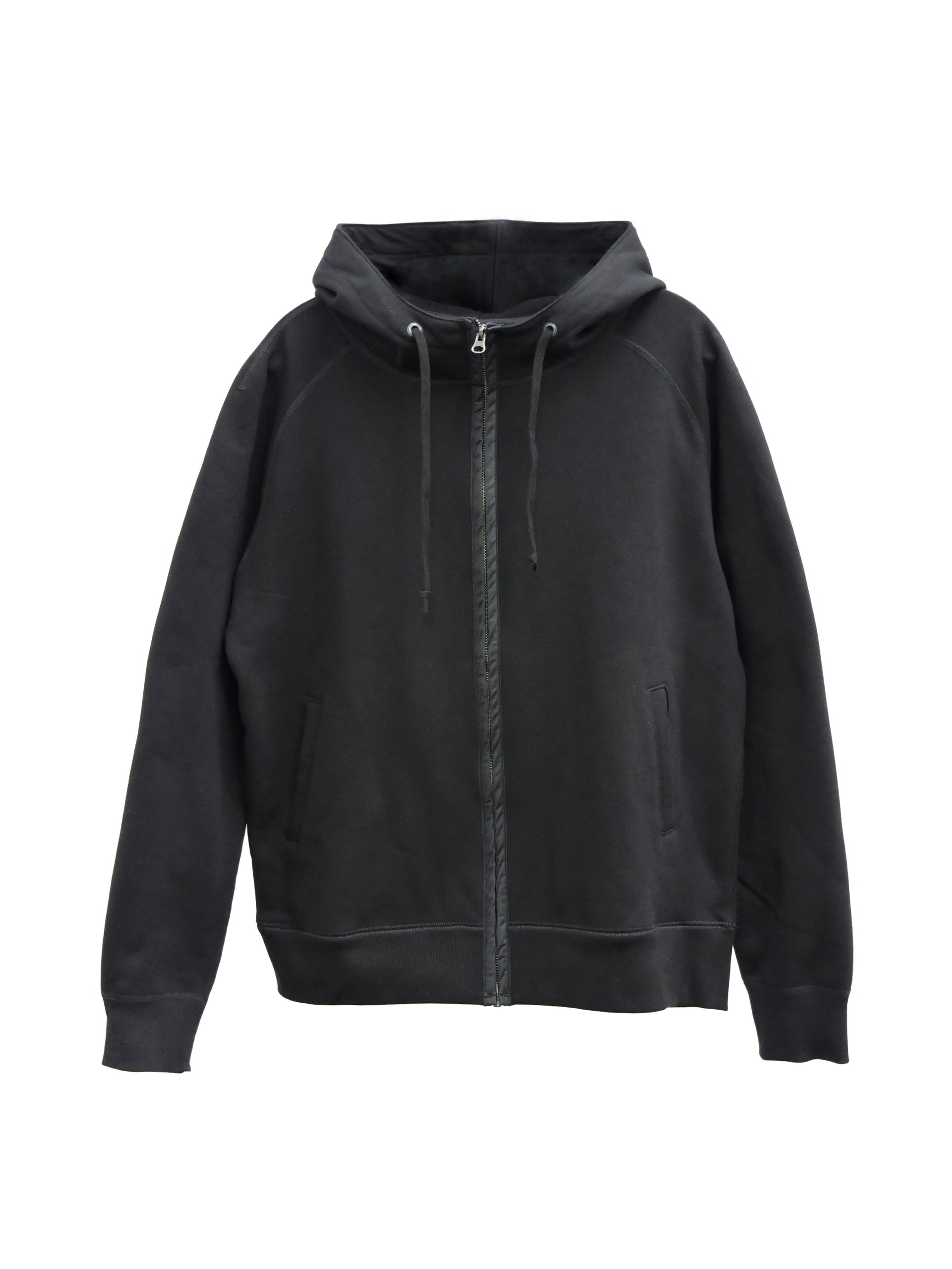 Taped Zip Up Hoodie Black Heavy Fleece