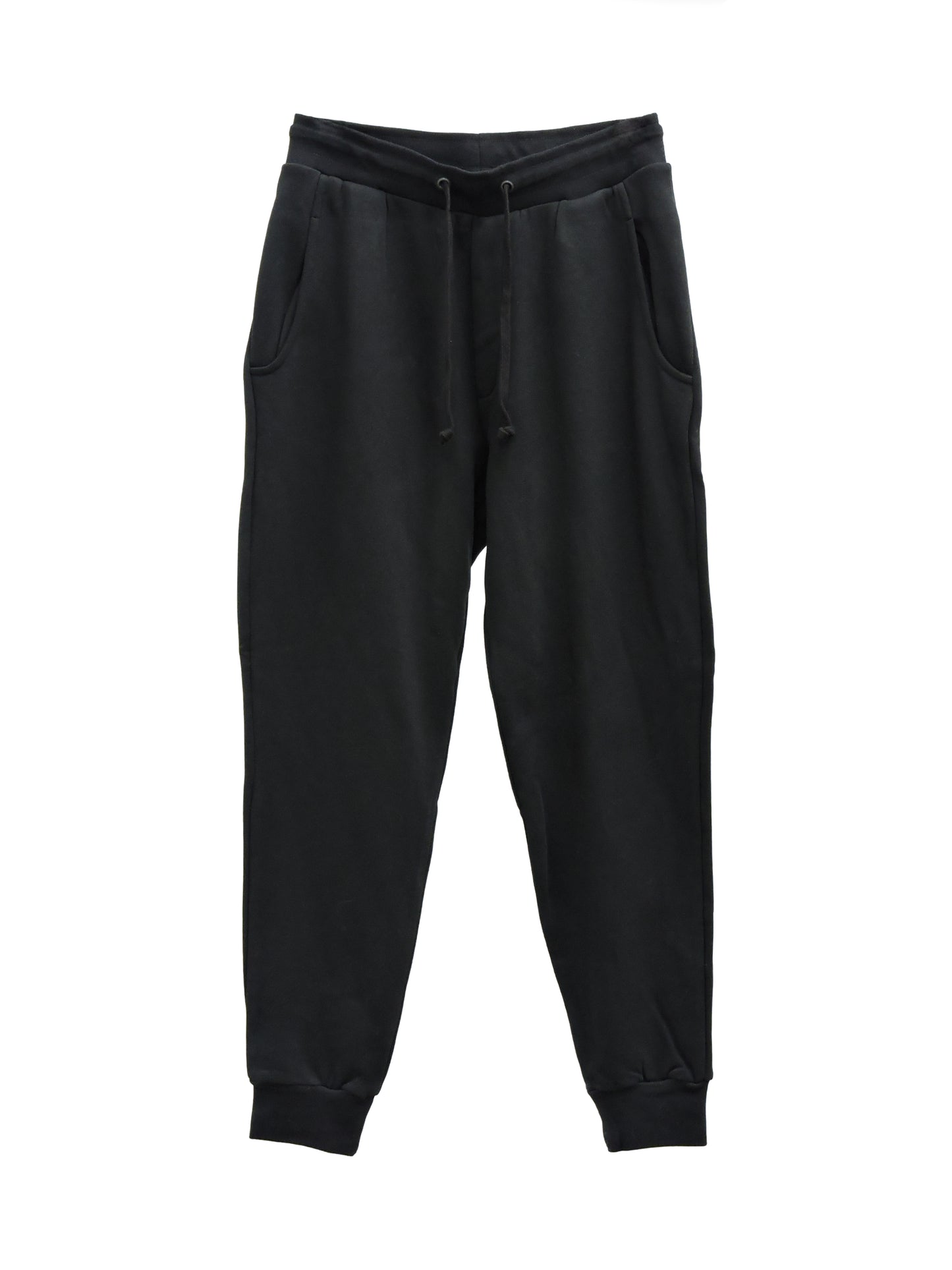 Black French Terry Jogger with thin long black drawstrings