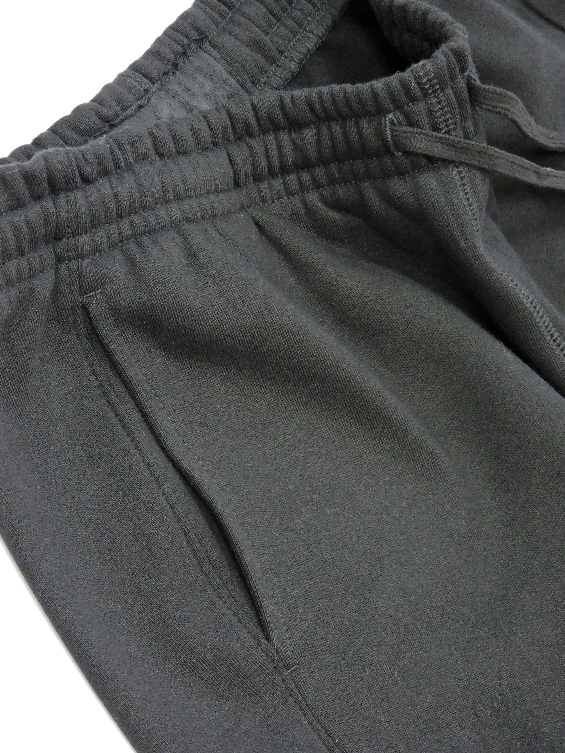 Close up of fleece material used in black jogger