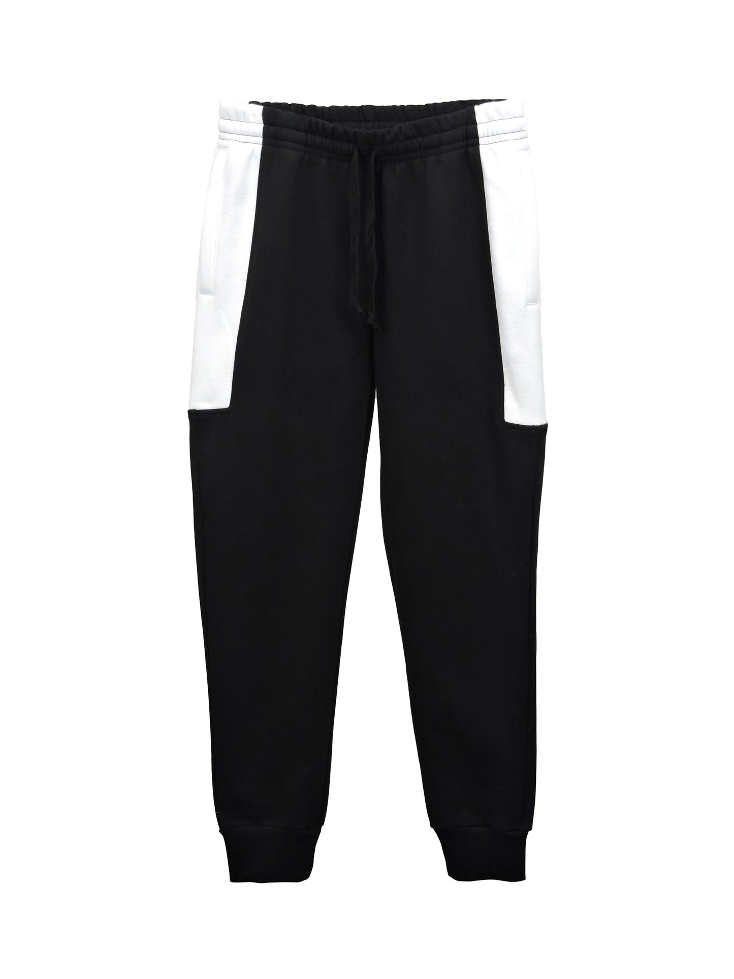 Block jogger with black inseam and topside and white pockets and outer waist.