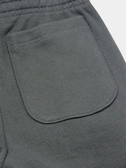 Close up of back pocket and cotton fleece material