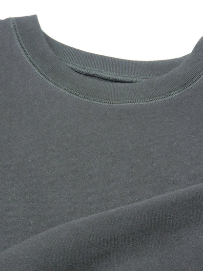 Collar of Black Crewneck and Close up of the Organic Cotton Fleece Material
