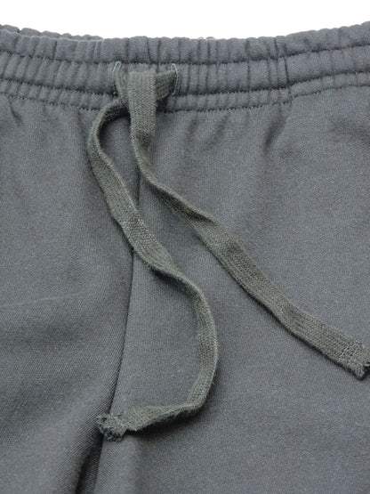 Close-up of matching drawstrings and organic cotton fleece material.