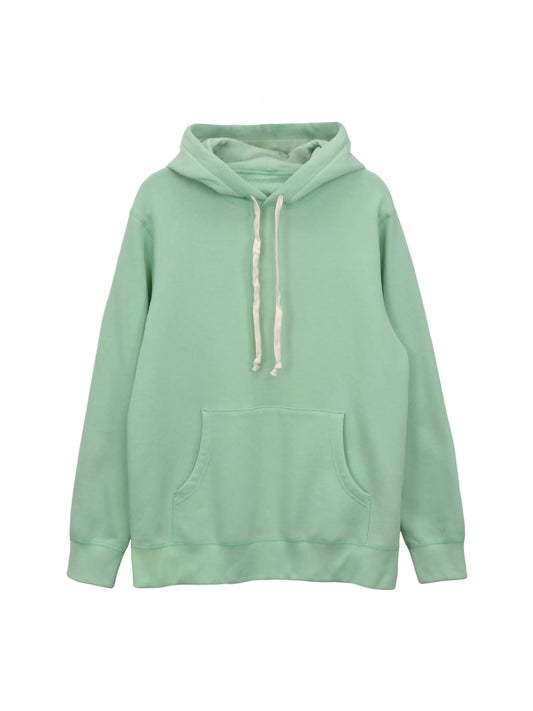 Mint Green Heavy Fleece Hoodie with White Drawstrings and Kangeroo Pouch