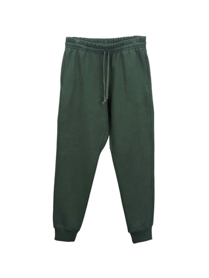 Green Fleece Joggers with Fitted Ankles and Drawstrings