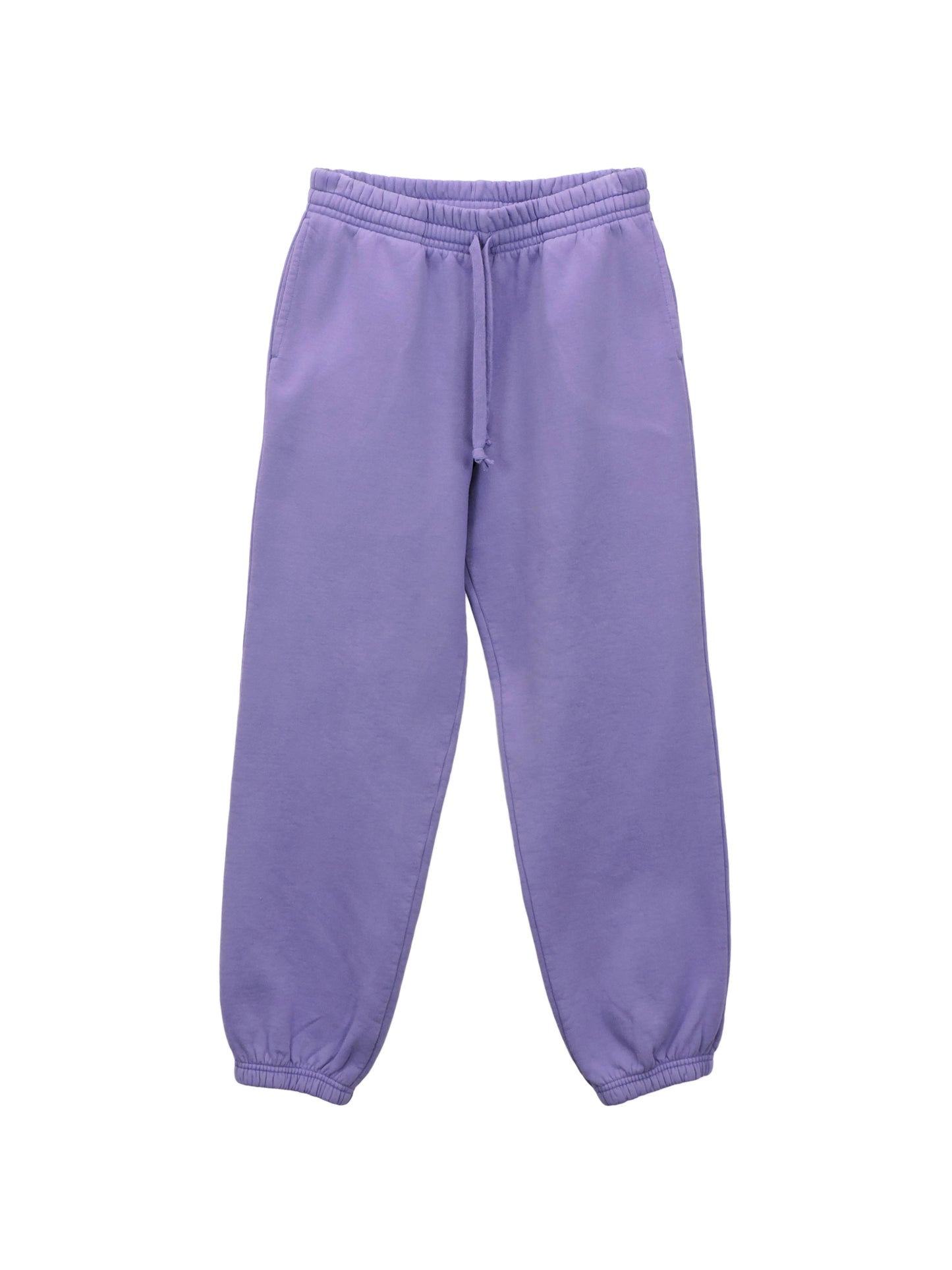 Heavy Purple Fleece Sweatpants with Elastic Ankle Cuffs, Two Side Pockets, and Blended Drawstrings