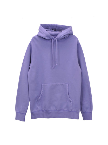Purple fleece hoodie with drawstrings and kangeroo pouch