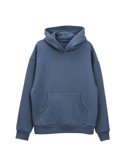 Sailor Blue Fleece Hoodie with Kangaroo Pockets and Fitted cuffs
