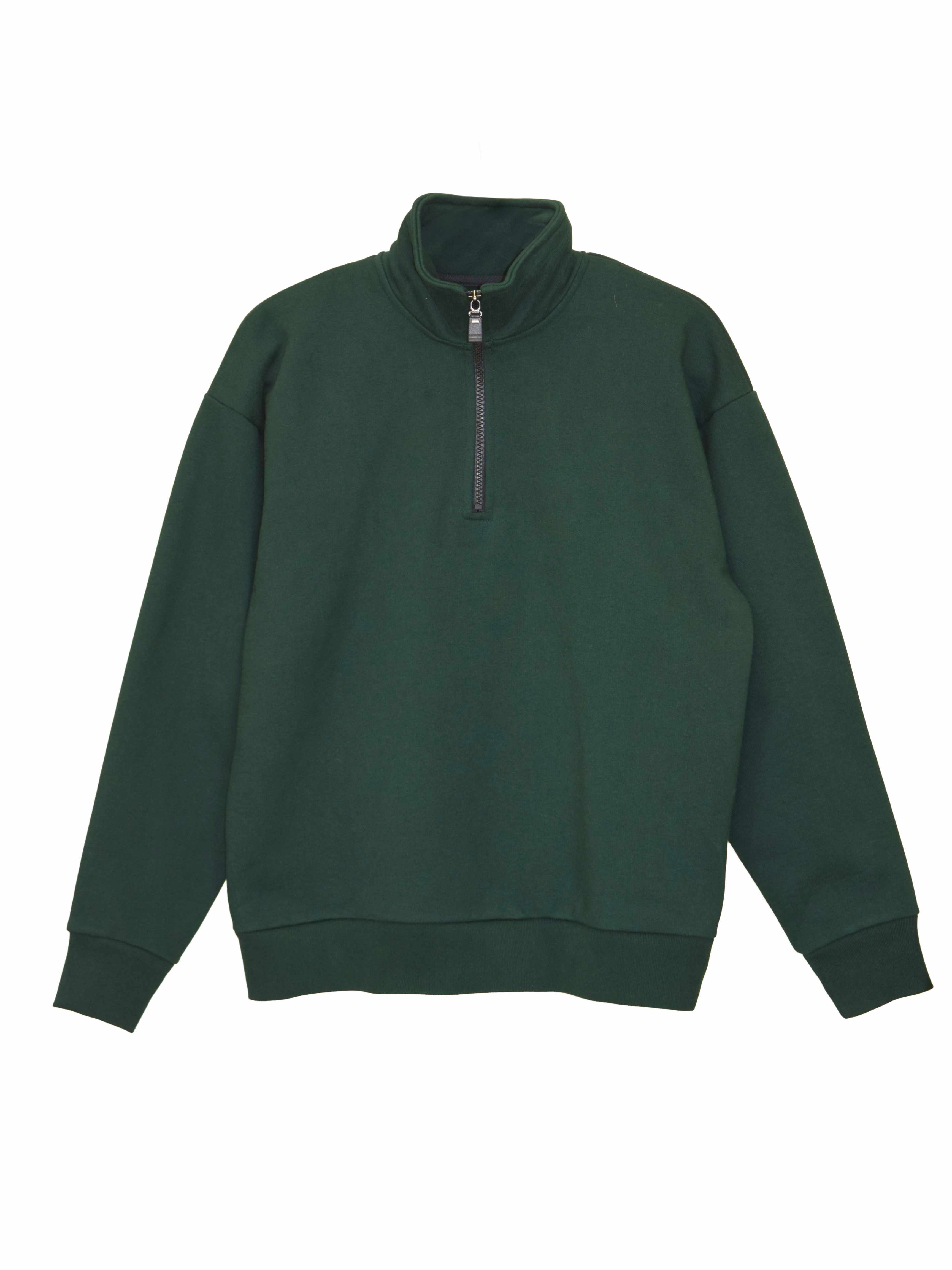 Park Quarter Zip Sweater Forest Green Heavy Fleece S