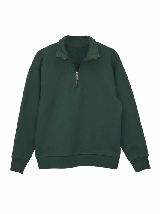 Park Quarter Zip Sweater - Forest Green Heavy Fleece