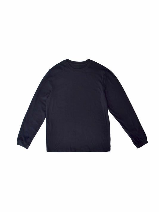 Boxy Long Sleeve T-shirt - Black Cotton