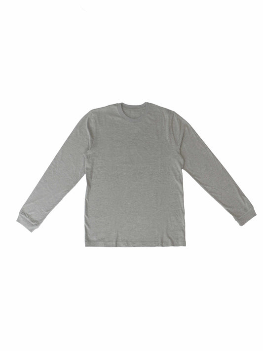 Boxy Long Sleeve T-shirt - Heather Grey Cotton