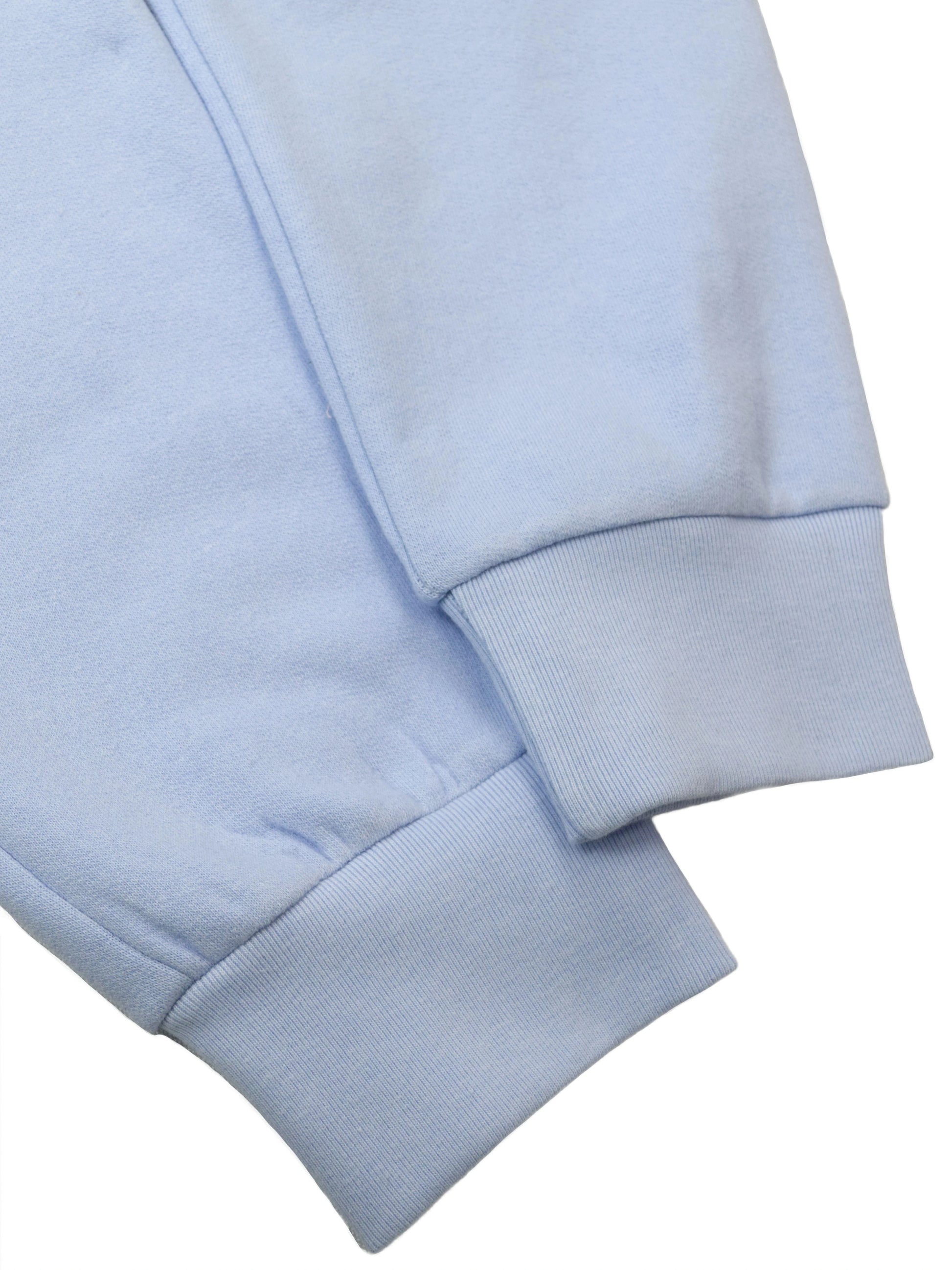 Tight-fitted cuffs of fleece sweapants, in sky blue color