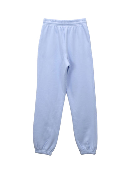 Back of airy blue cotton sweatpants.