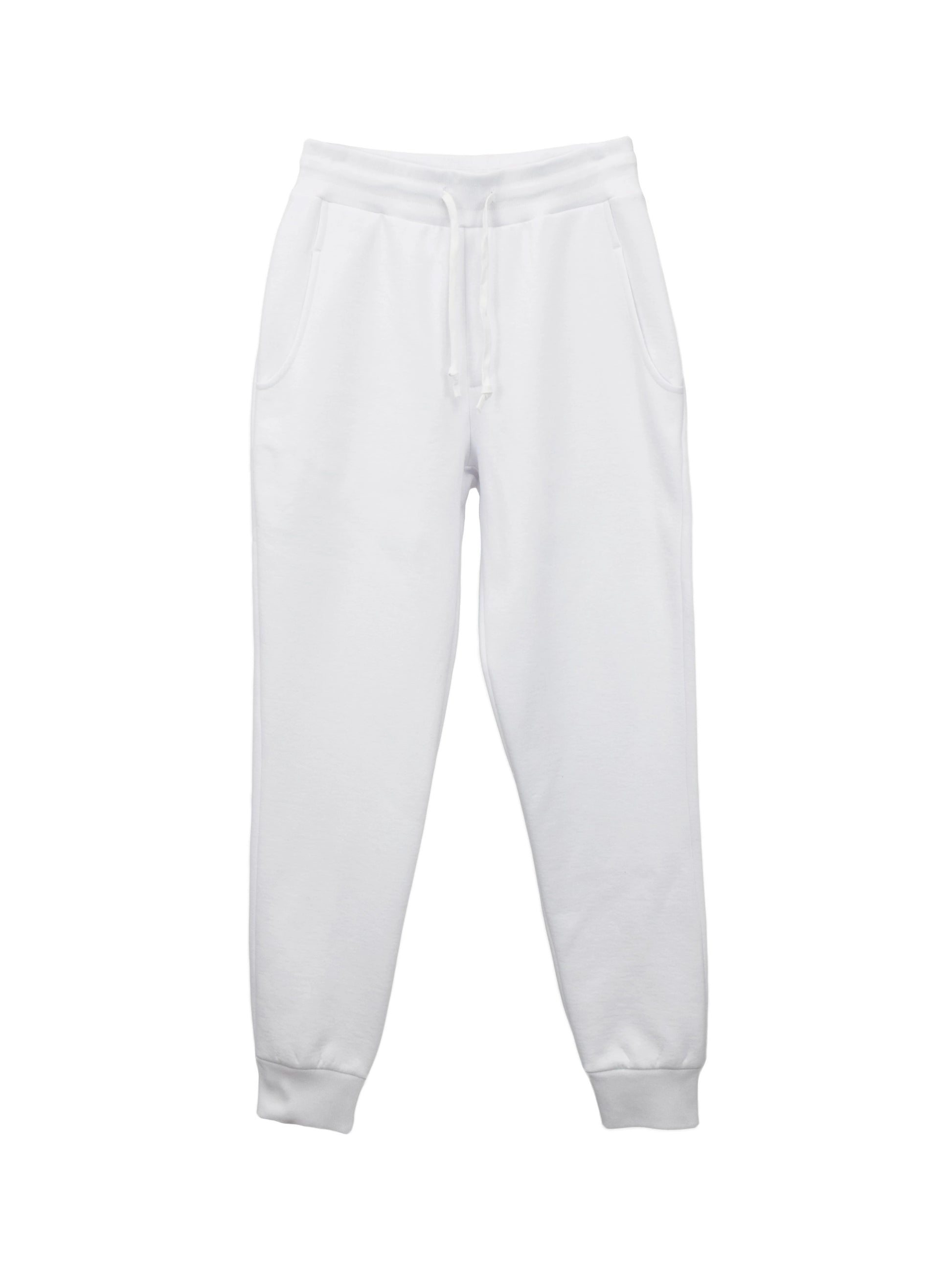 White Fleece Core Jogger Pants