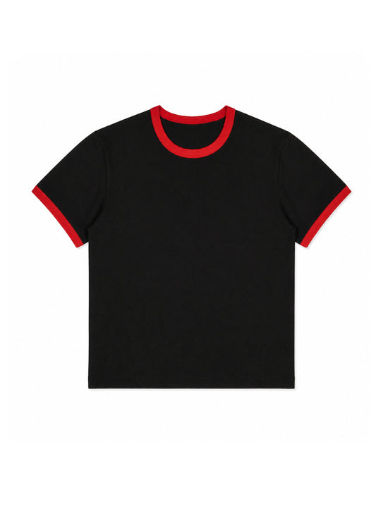The Essential Baby Tee (ringer) - black with red