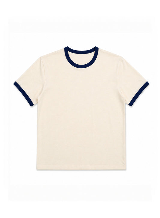 The Essential Baby Tee (ringer) - natural with navy