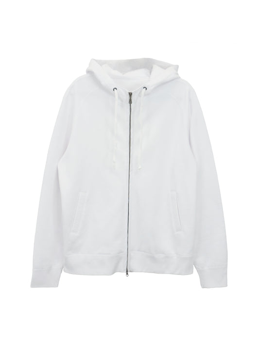 Taped Zip Up - White Heavy Fleece